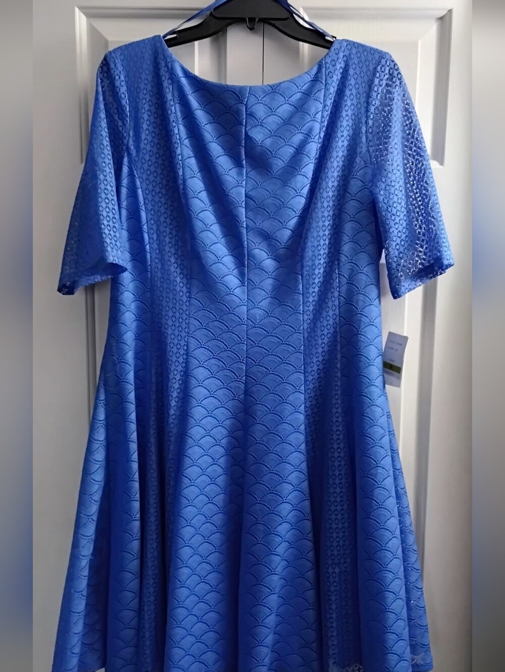 Danny & Nicole Scallop-Textured Fit & Flare Midi Dress, Blue, Size 14